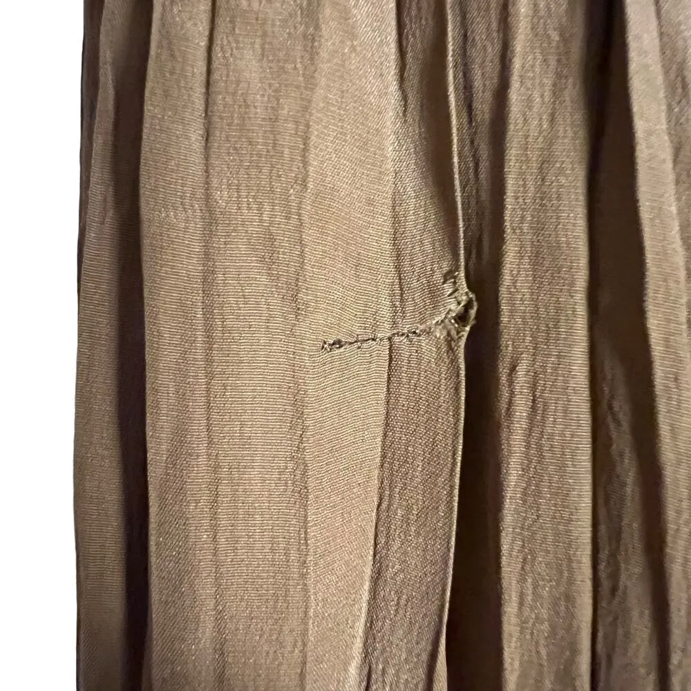 Vince High Waist Crinkle Silk Pleated Asymmetric Skirt Brown Size Small - Image 5