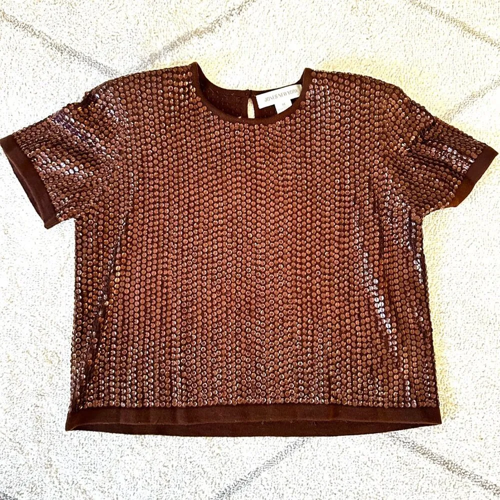 Jones New York Rich Velvet Chocolate Brown Blazer and Sequin Top Sz M - 10 - Image 7