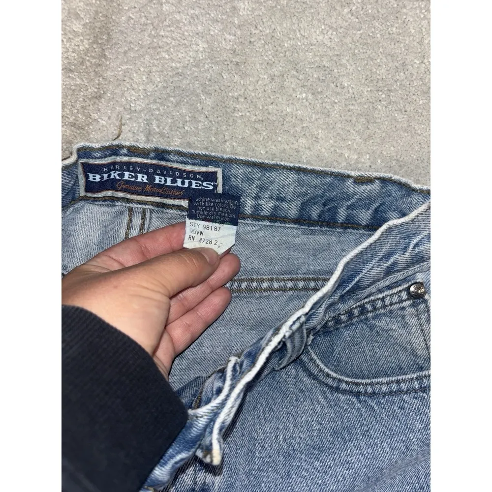 womens harley davidson jeans straight leg style 98187 size 8 (26x30) made in USA Blue - Image 6