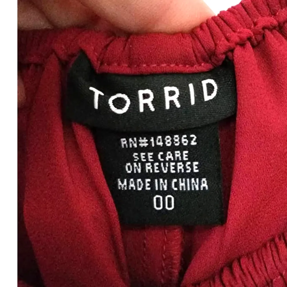 Torrid Georgette Lace Up Off the Shoulder Top Blouse Size 00 M/L - Image 5