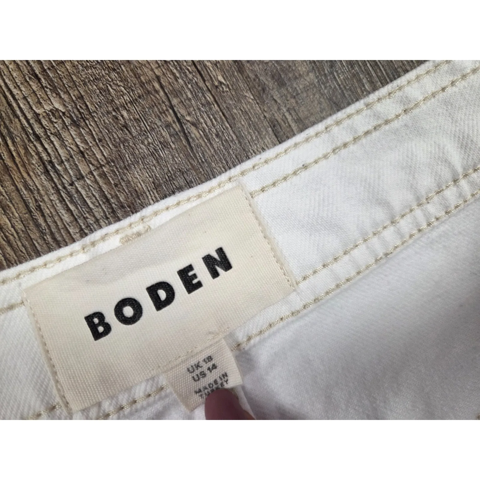 Boden Nell Denim Mini Skirt Women Size 14 White Jean - Image 2