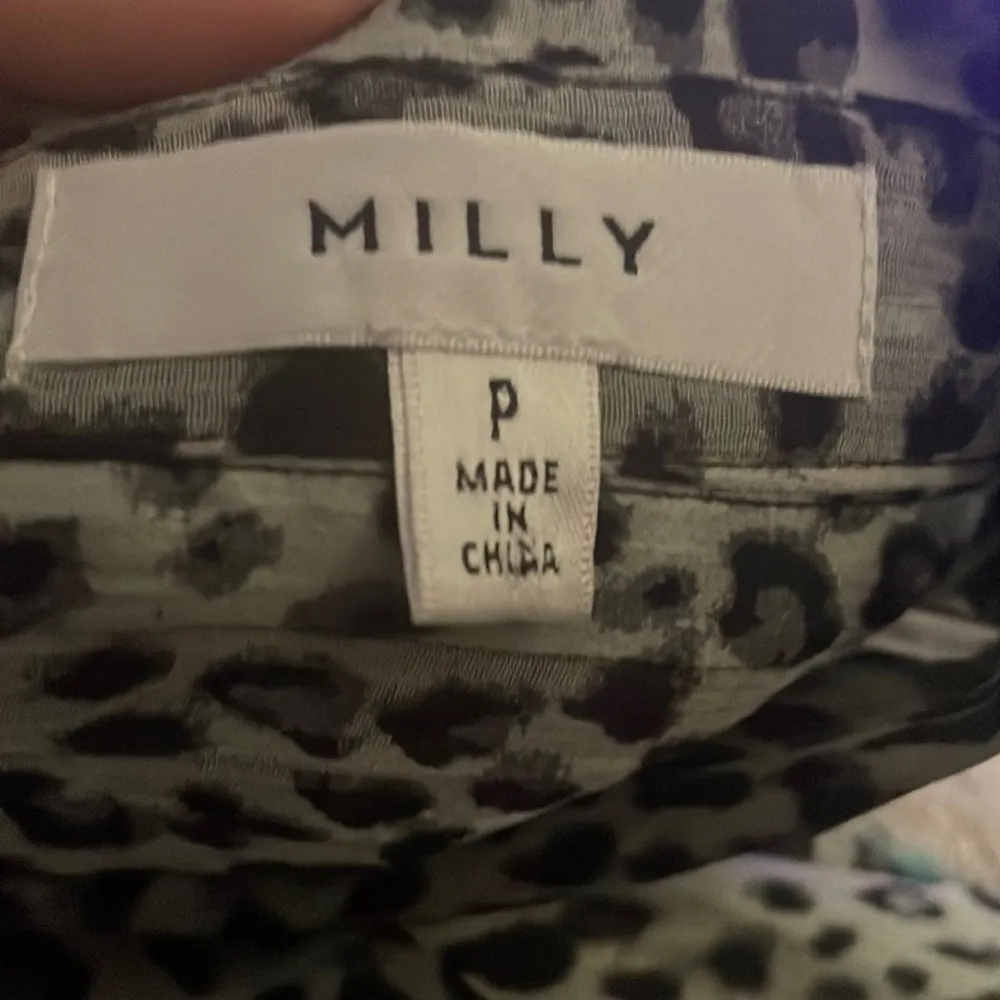 Milly  BLACK GRAY GOLD LEOPARD SHEER‎ BLOUSE SIZE SMALL OR P - Image 3