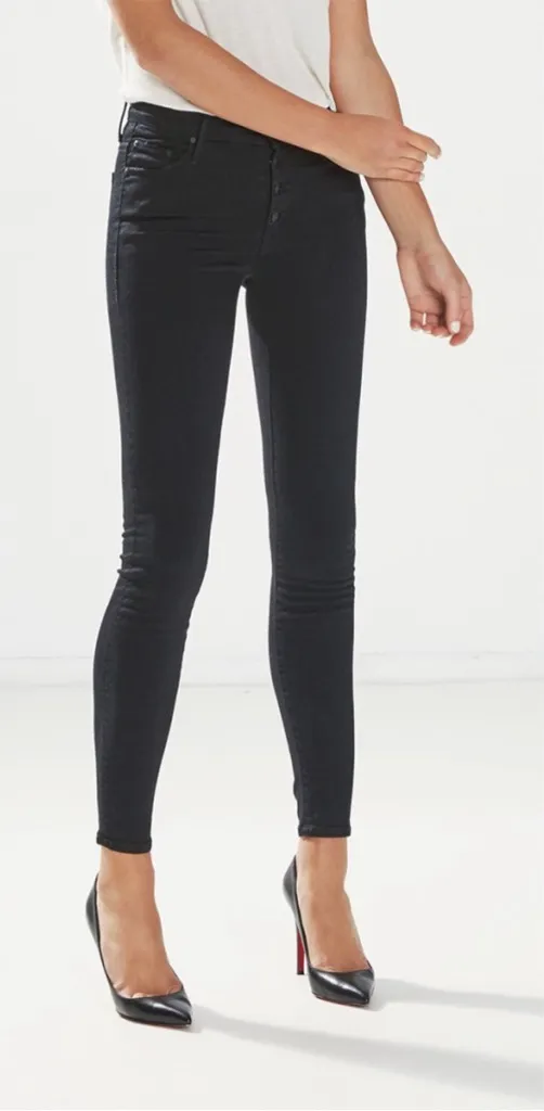 MOTHER • The Pixie skinny jeans in Not Guilty faded black button fly ankle Size 29 - Image 1