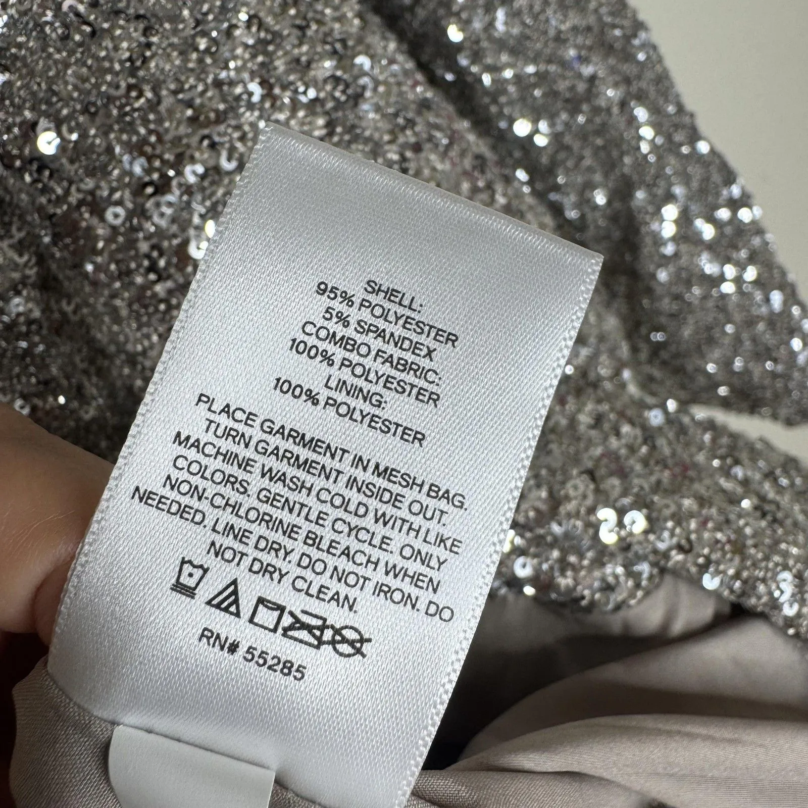 EXPRESS  Blazer Womens Medium Silver Sequin Sparkle Jacket Party Evening Metallic - Image 6