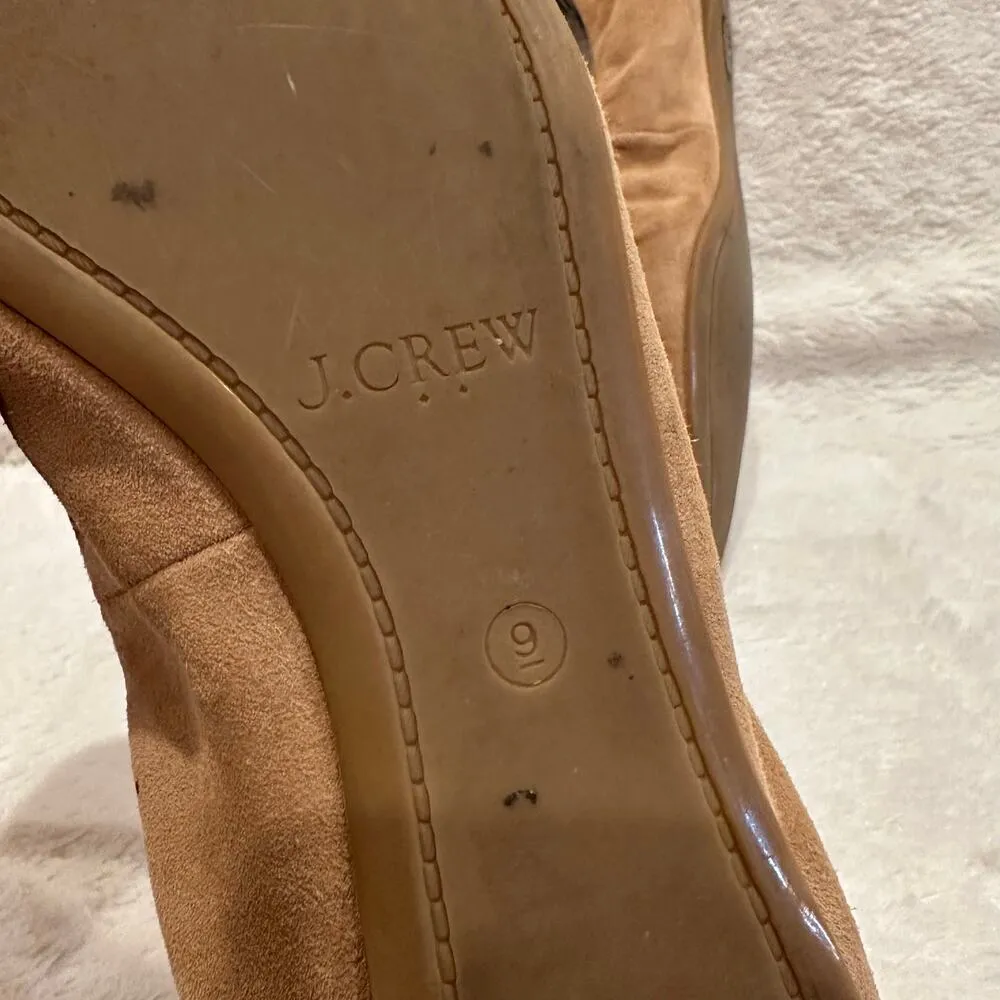 Women's J. Crew Tan Suede Tassel Ballet Flats sz 9 - Image 3