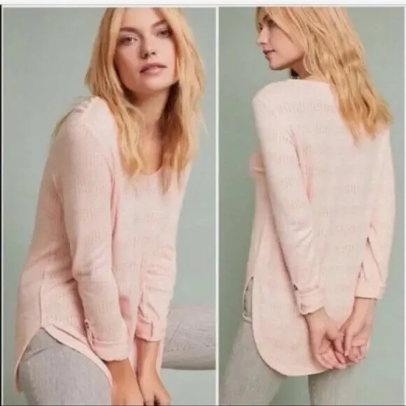 Anthropologie Akemi Kin Roll Tab Sleeve Scoop Neck Sweater - Image 2