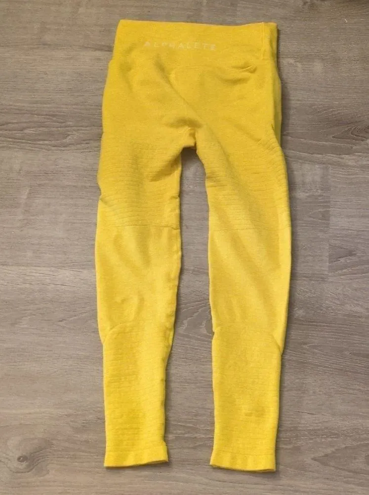 Alphalete Revival R6 Seamless Yellow Leggings Size Medium - Image 8