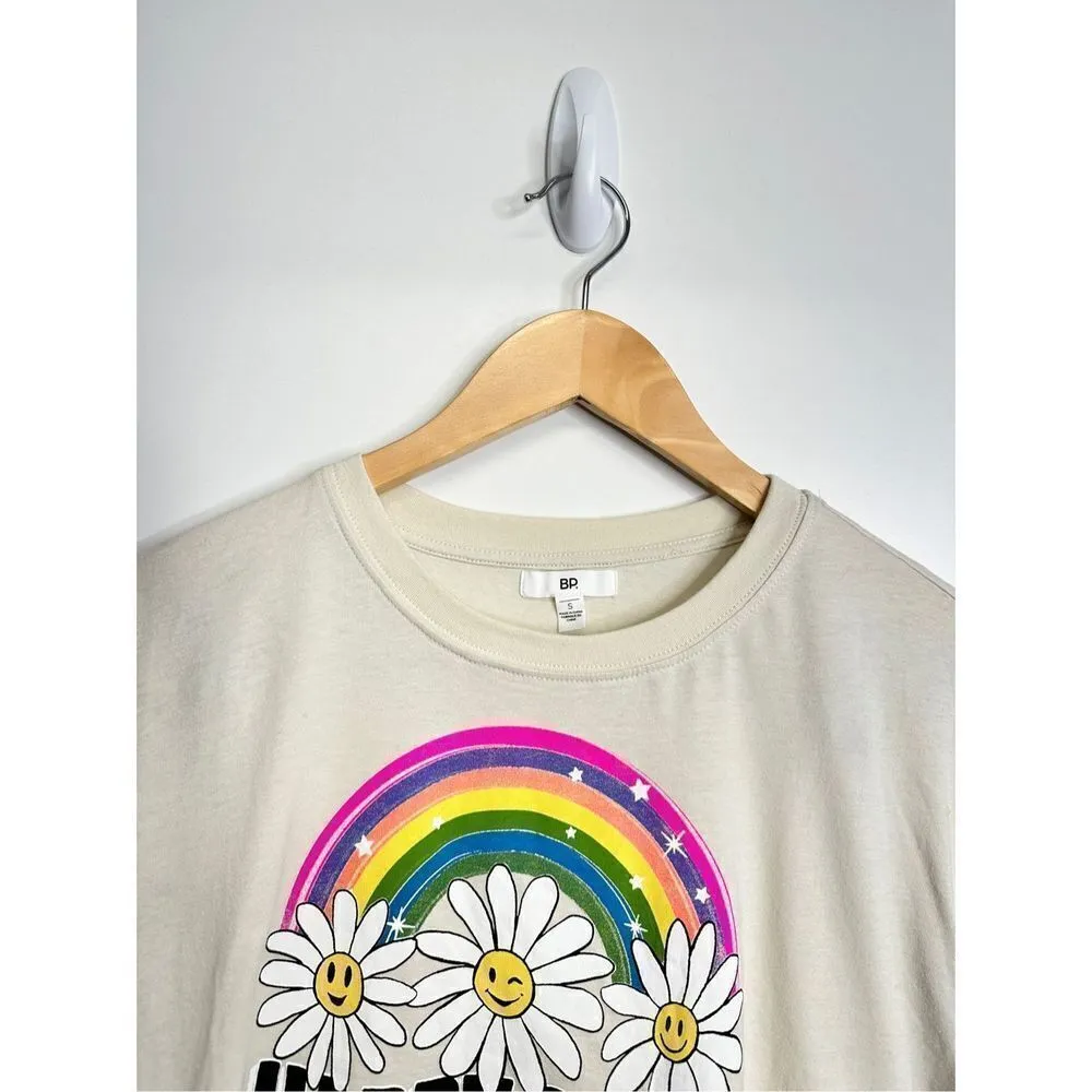 BP Nordstrom Shirt Womens Happy Daze Floral Crewneck Cropped Shirt Size S NWT - Image 2