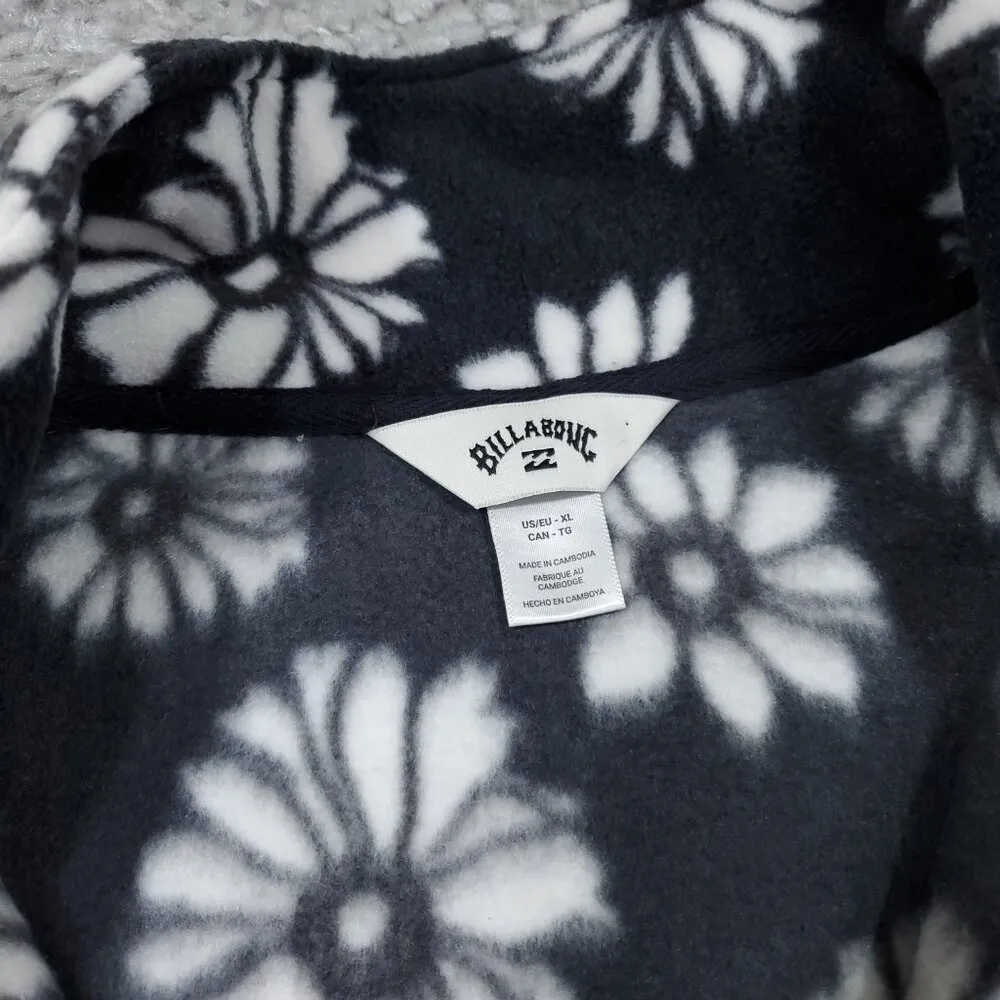 Billabong Women’s Fleece Casual Fling Crop 1/2 Zip Jacket Gray White Size XL - Image 5