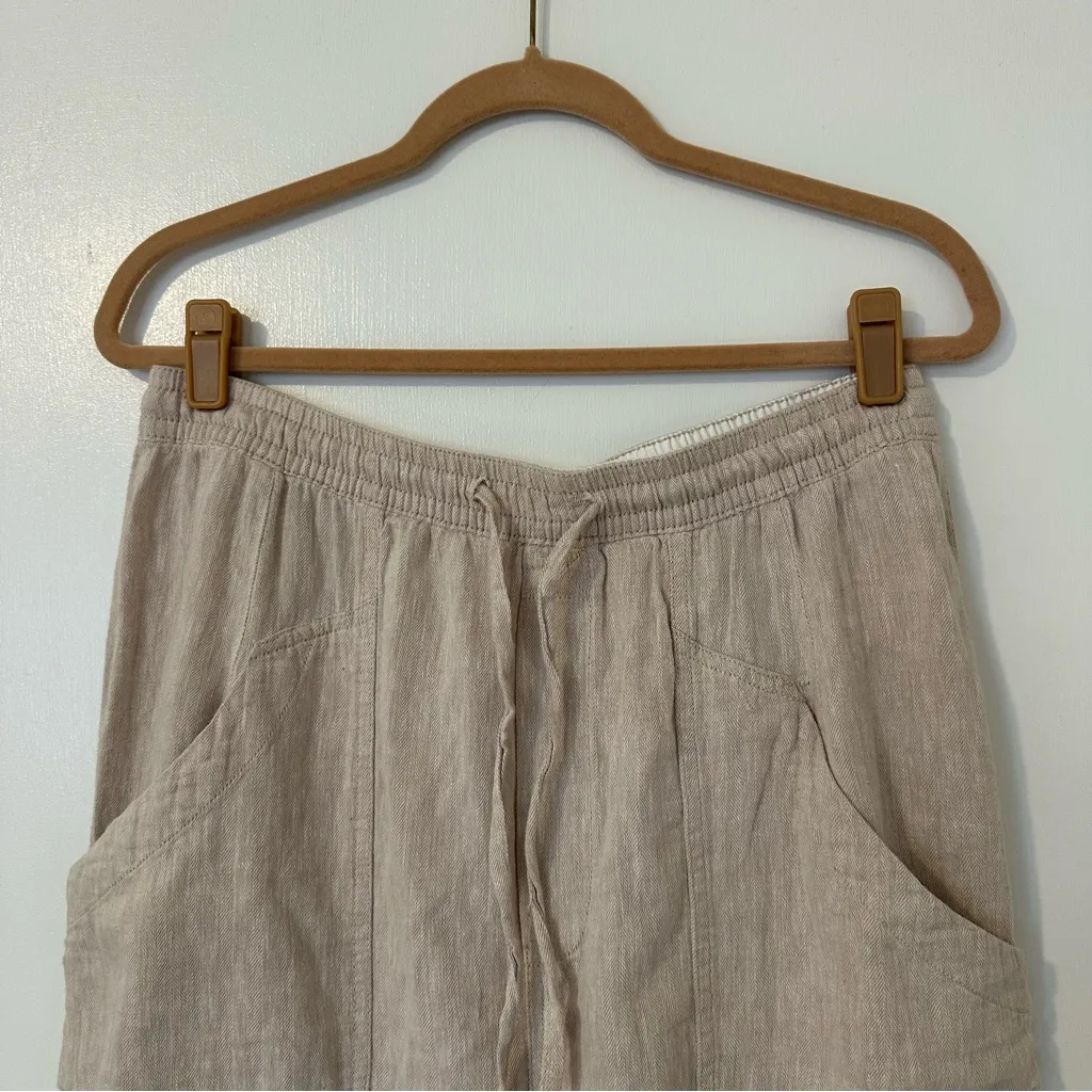 Free People Feelin Good Linen Utility Pant Pull On Womens Medium Tan - Image 6