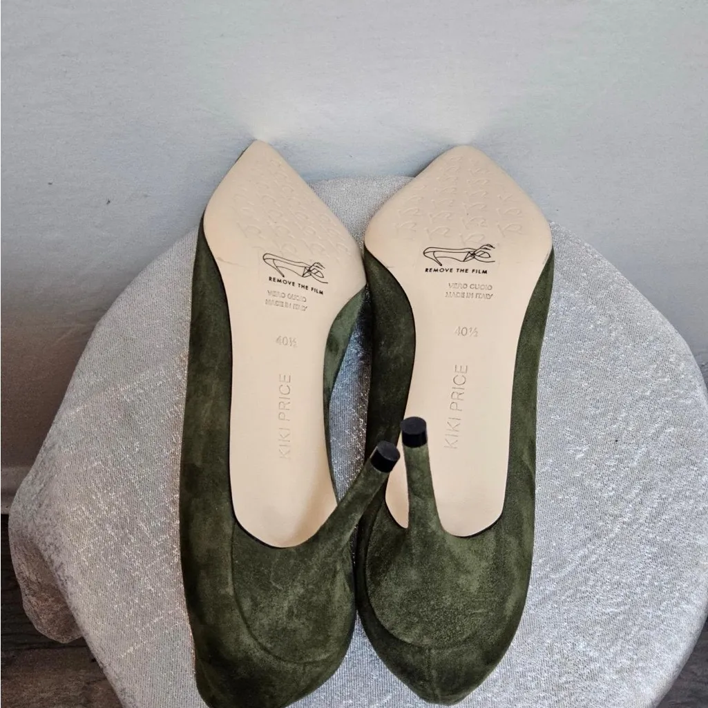 Kiki Price Olive Green Suede Heels NWT – Size EU 40.5 / US 10.5 (P6)?? - Image 6