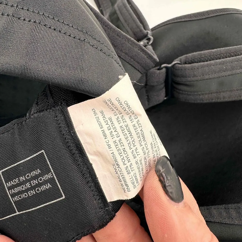 New Balance Black Racerback Moisture Wicking Breathable Sports Bra Size 38C - Image 5