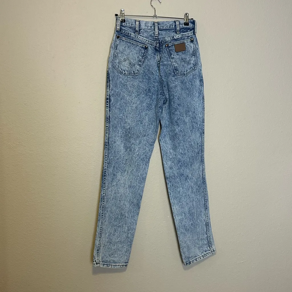 Vintage‎ Wrangler High Waisted Mom Jeans Straight Leg Acid Wash Pleated Size 13 - Image 6