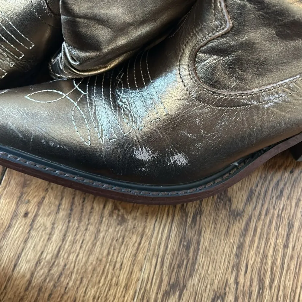 Steve Madden Bronze Metallic Cowboy Boots size 6 - Image 5