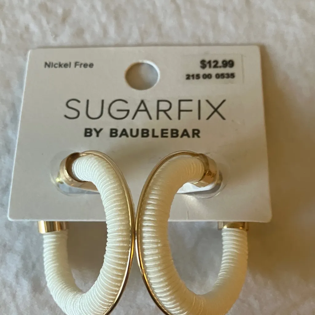 Sugarfix: White/Gold Tone Hoop Earrings - Image 6