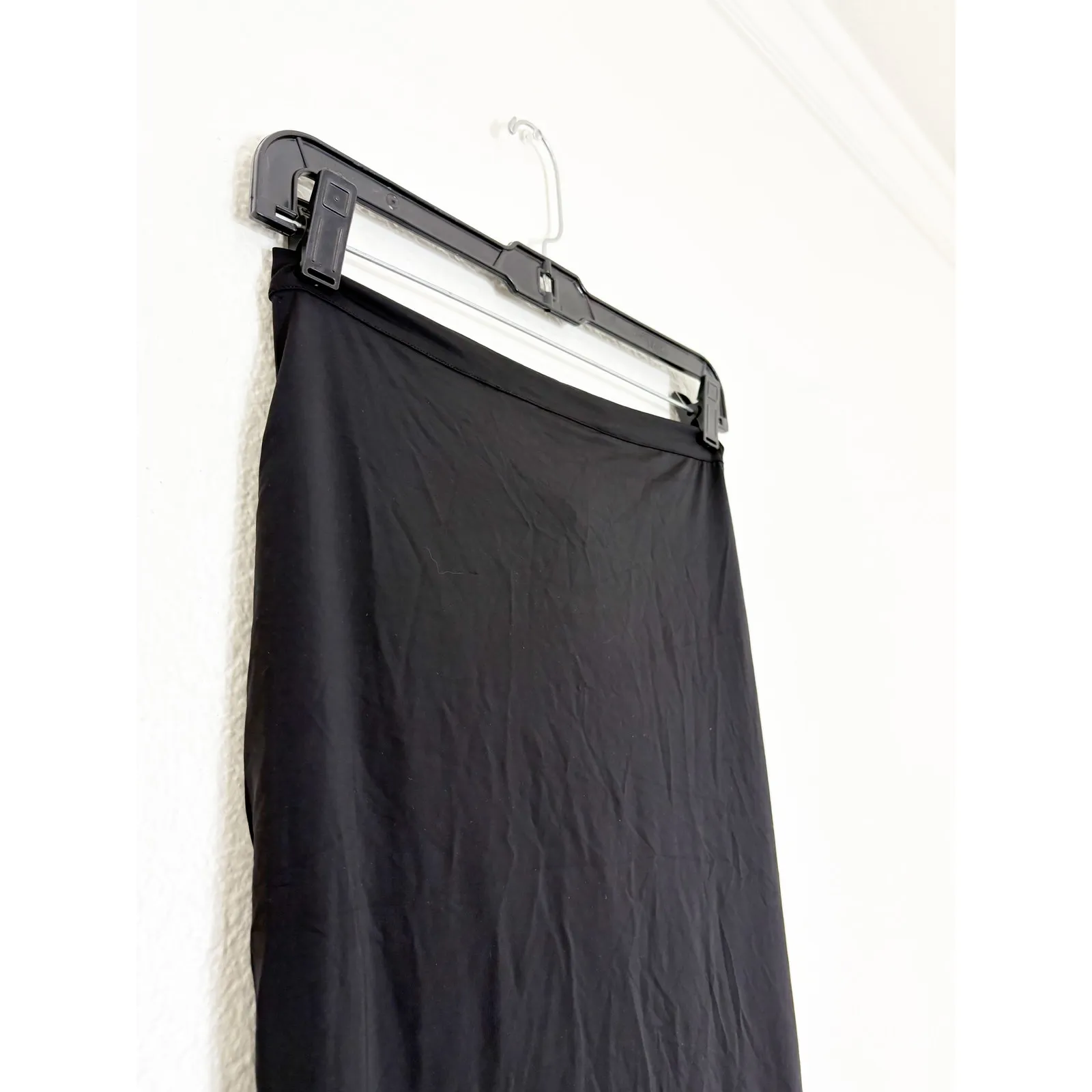 Misha Collection Ruched Back Midi Skirt Medium Slit Black Jersey Whimsigoth NWT - Image 7