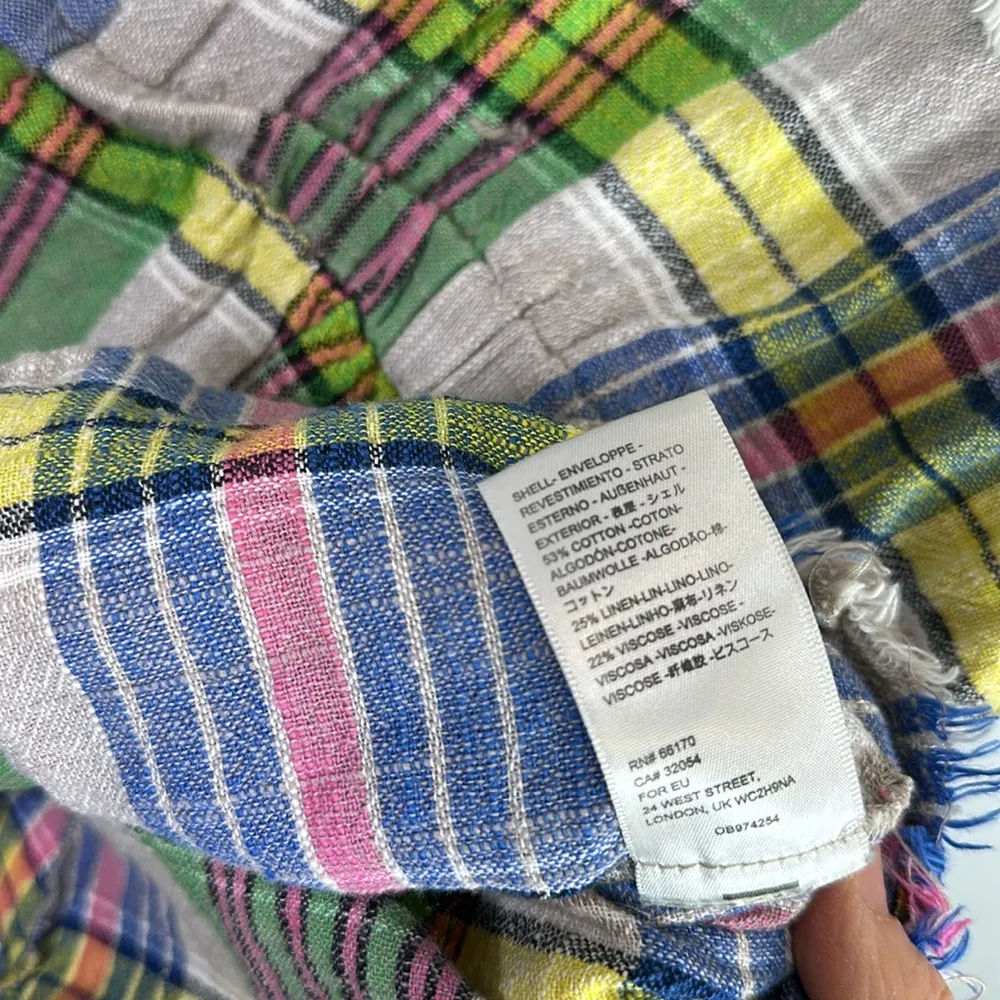 Urban outfitters linen blend plaid hooded romper size small - Image 4