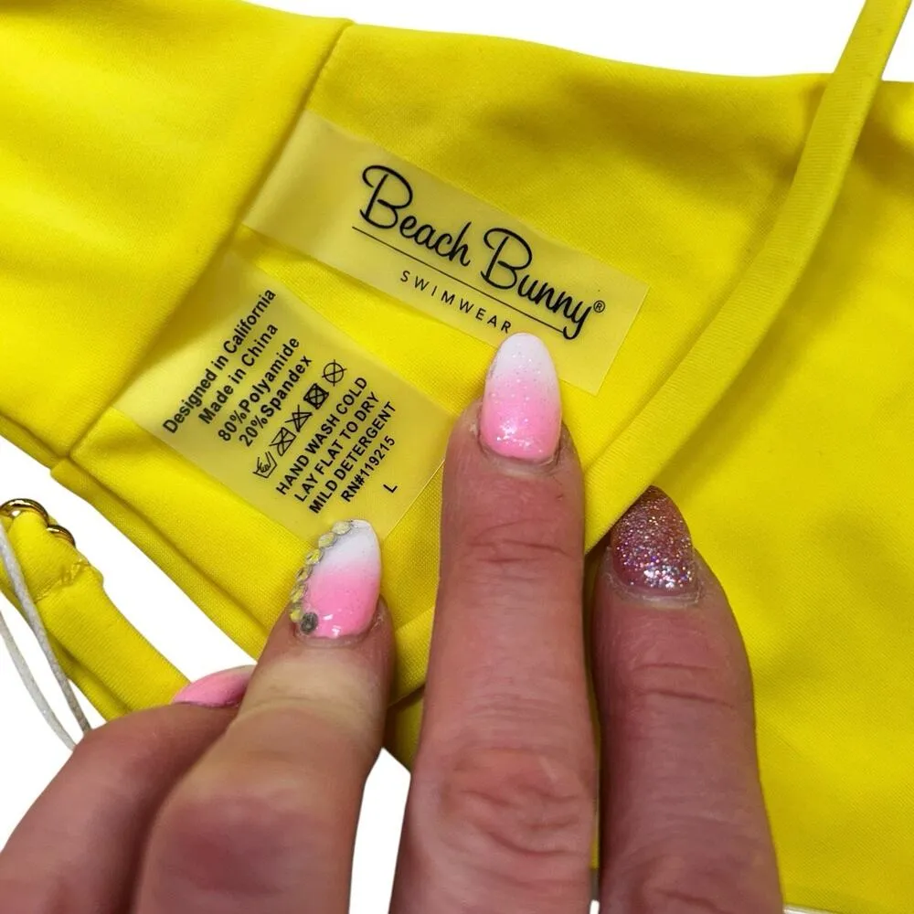 BEACH BUNNY Lexi Bralette Tango BIKINI TOP Size Large Yellow Sunshine NWT $155 - Image 4