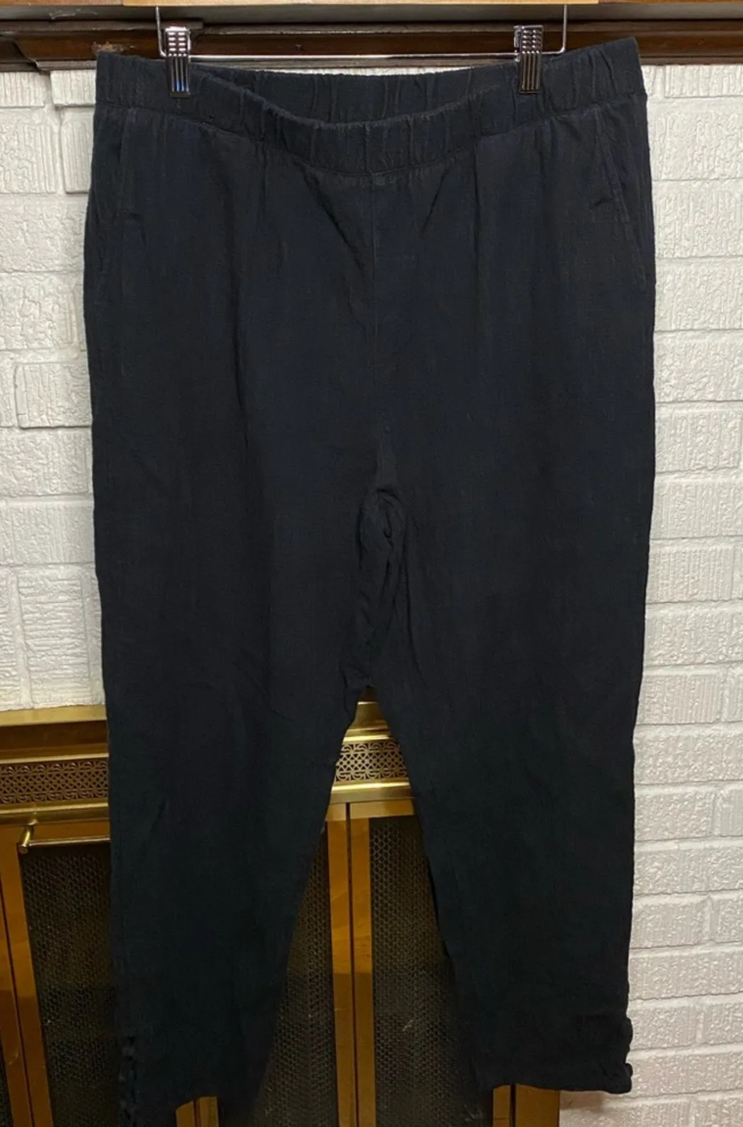 Soft Surroundings Black 100% Cotton Pull On Elastic Waist Casual Pants Size L - Image 1
