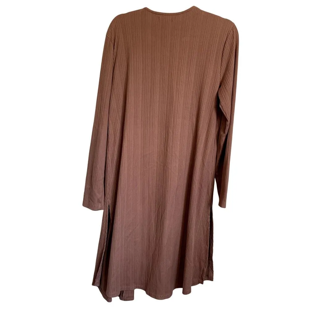 Maurices Ribbed Long Sleeve Duster Cardigan in Pink - Image 3