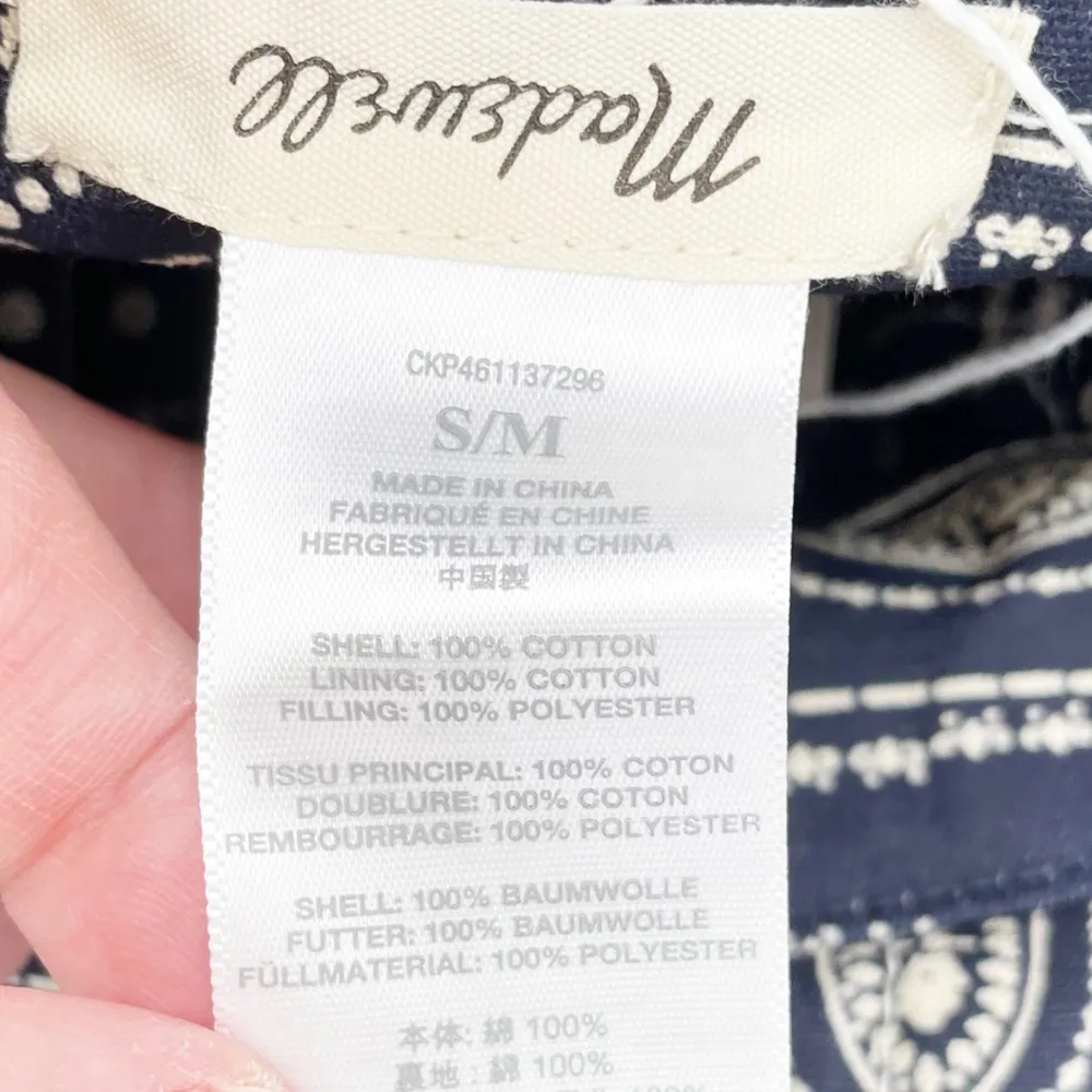 NEW Madewell Reversible Quilted Cotton Bucket Hat Twilight Cream Navy NE846 S/M - Image 8