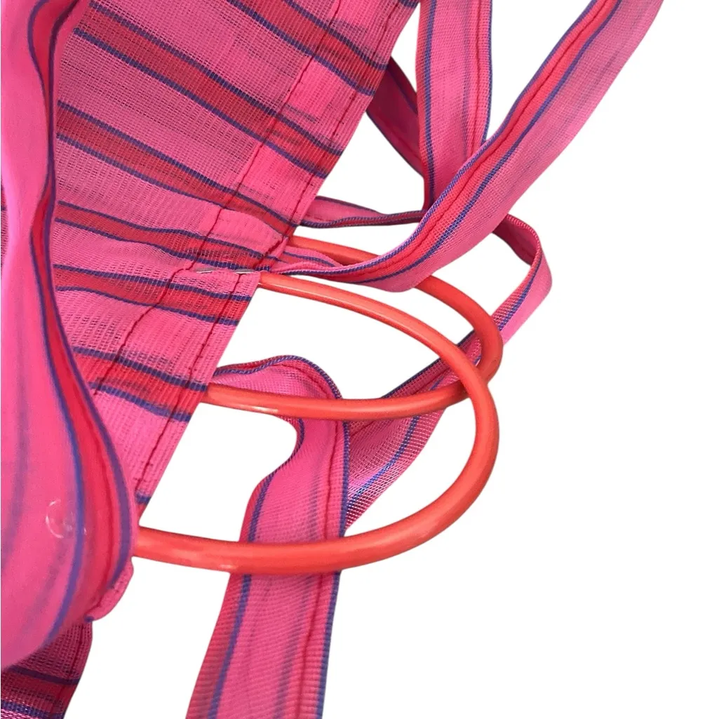 Consuela Fiesta Pink Striped Jumbo Shopping Tote Mesh Bag - Image 7