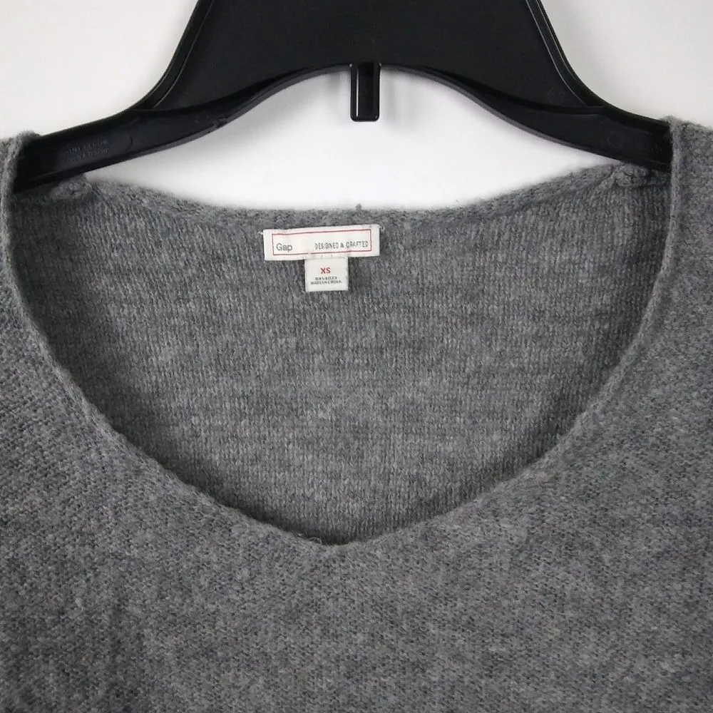 Gap  Women’s XS Gray Long Sleeve Patch Elbow Wool Blend Pullover Sweater - Image 3