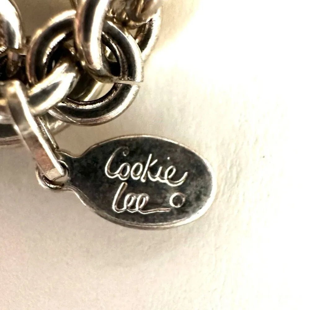 Cookie Lee  silver tone link baseball charm bracelet - Image 3