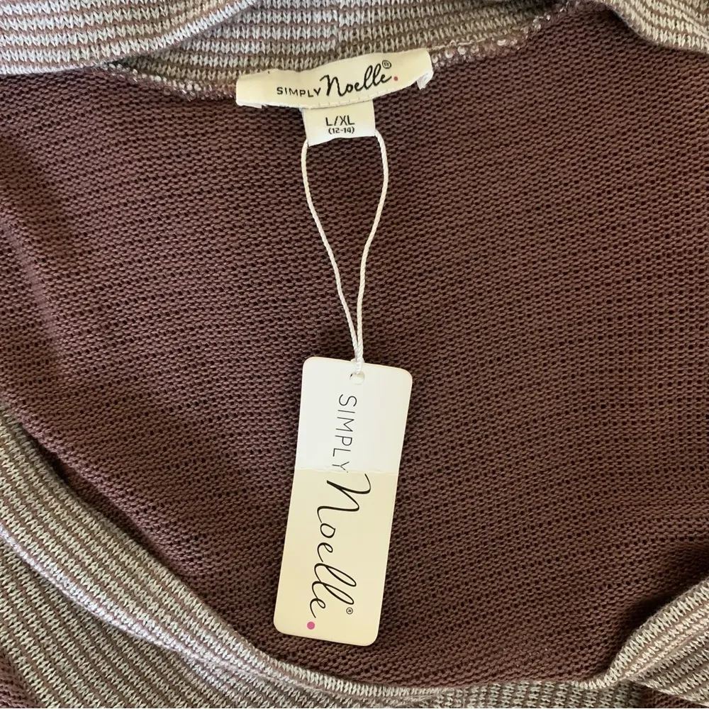 Simply Noelle Brown Open Front Cozy Knit Cardigan Longline Drape L‎ XL - Image 5