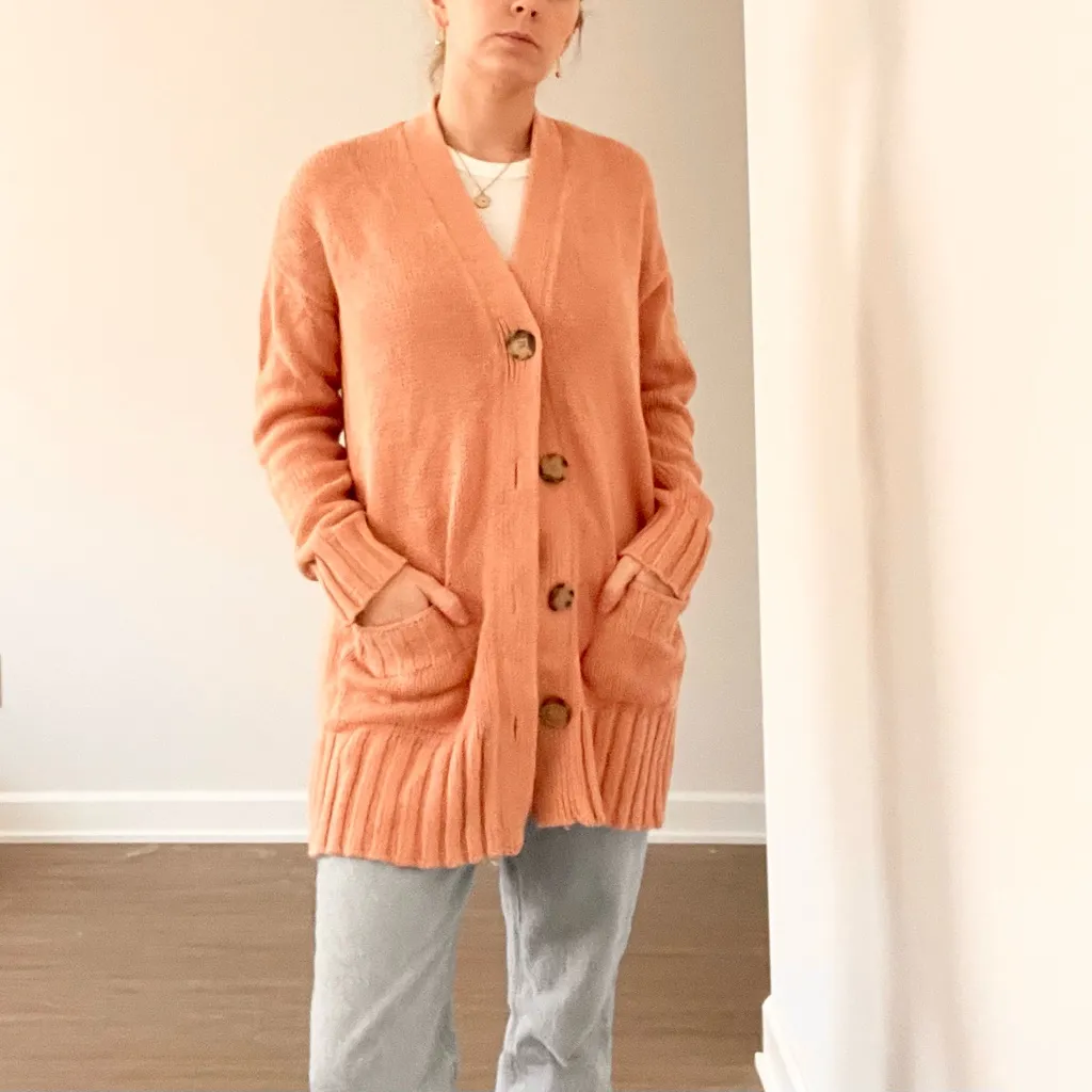 LOFT Coral Oversized Button-Up Cardigan - Image 3