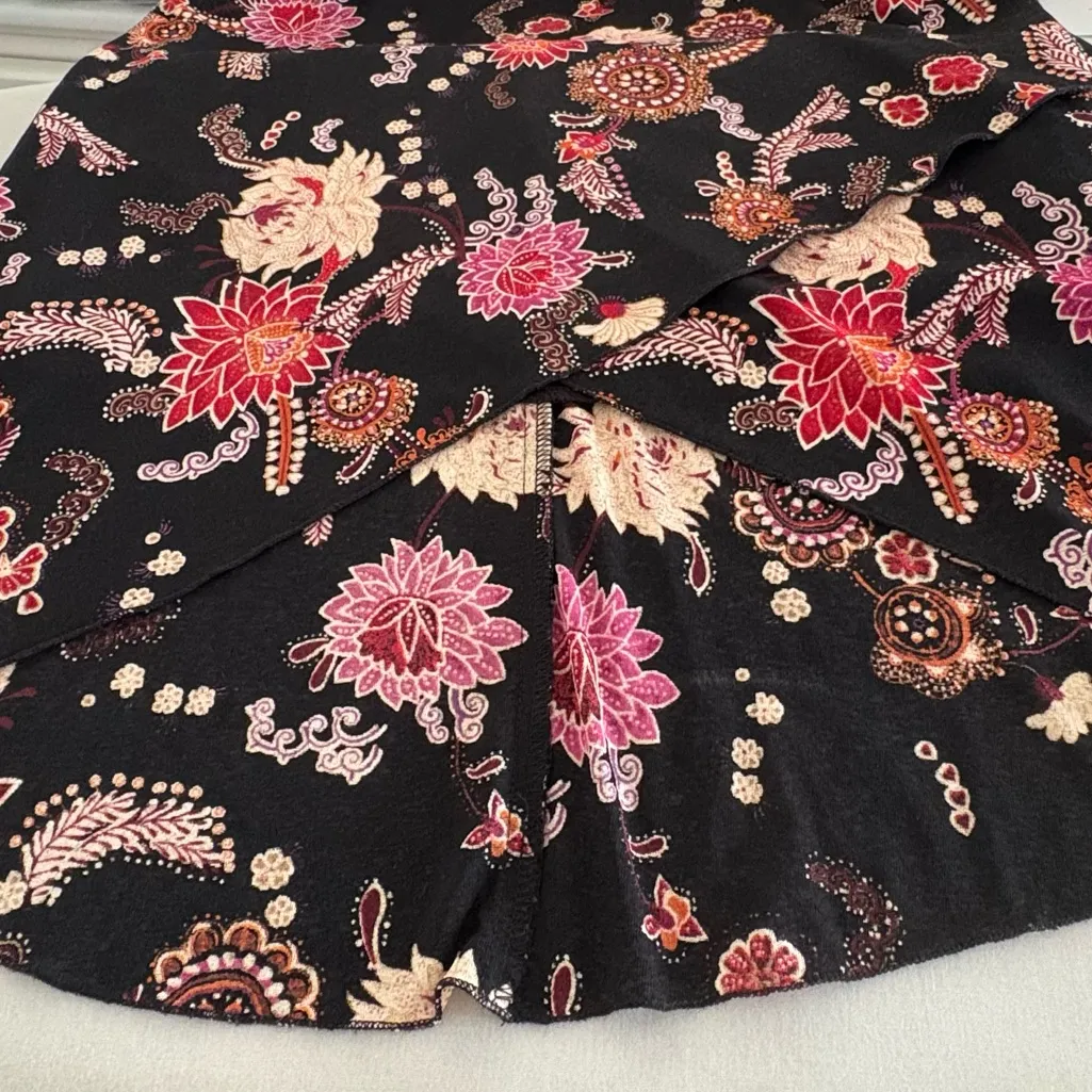 VTG 90s Whimsigoth Dark Coquette Dress M Satin Lace-up Black Floral Babydoll - Image 8