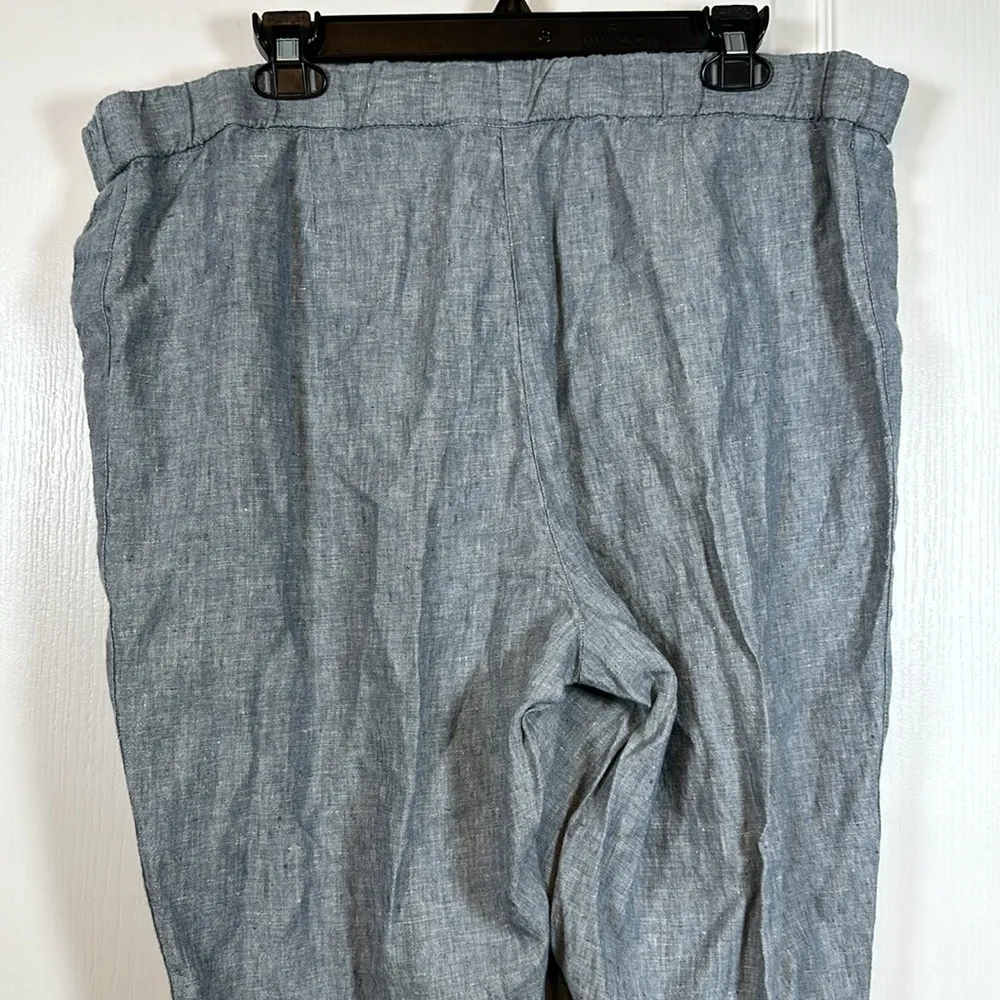 J Jill - PureJill Linen Blue White Roll Tab Leg Crop Pant Size XLT NWT #1350-LA - Image 5