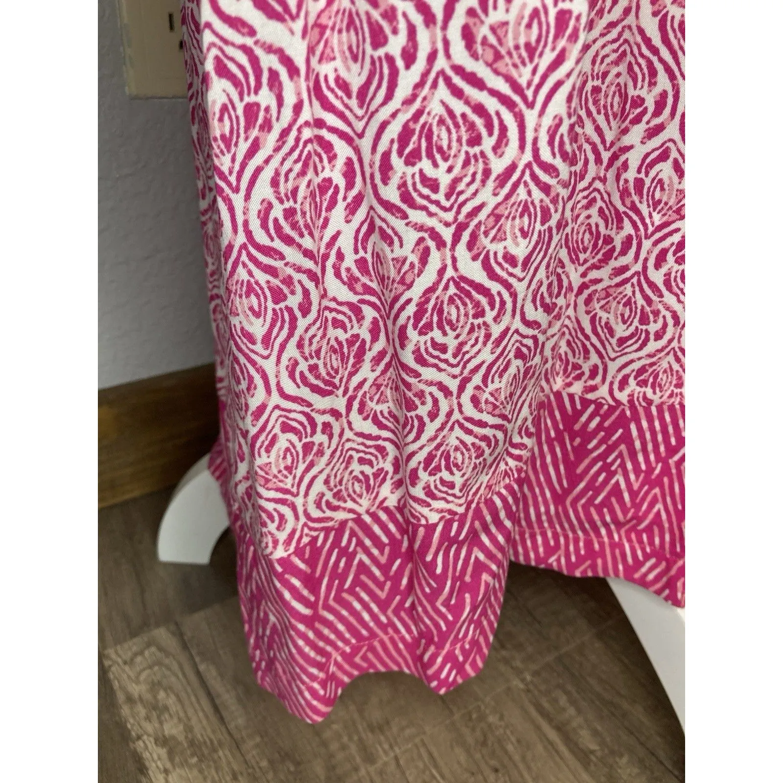 Oscar de la Renta Pink Label Long Robe Kaftan MuMu Button Front Women's L/XL - Image 7