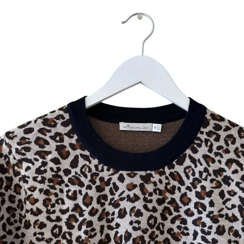 Peter Millar Trendy 100% Merino Wool Leopard Print Ribbed Navy Blue SZ M #2291 - Image 2