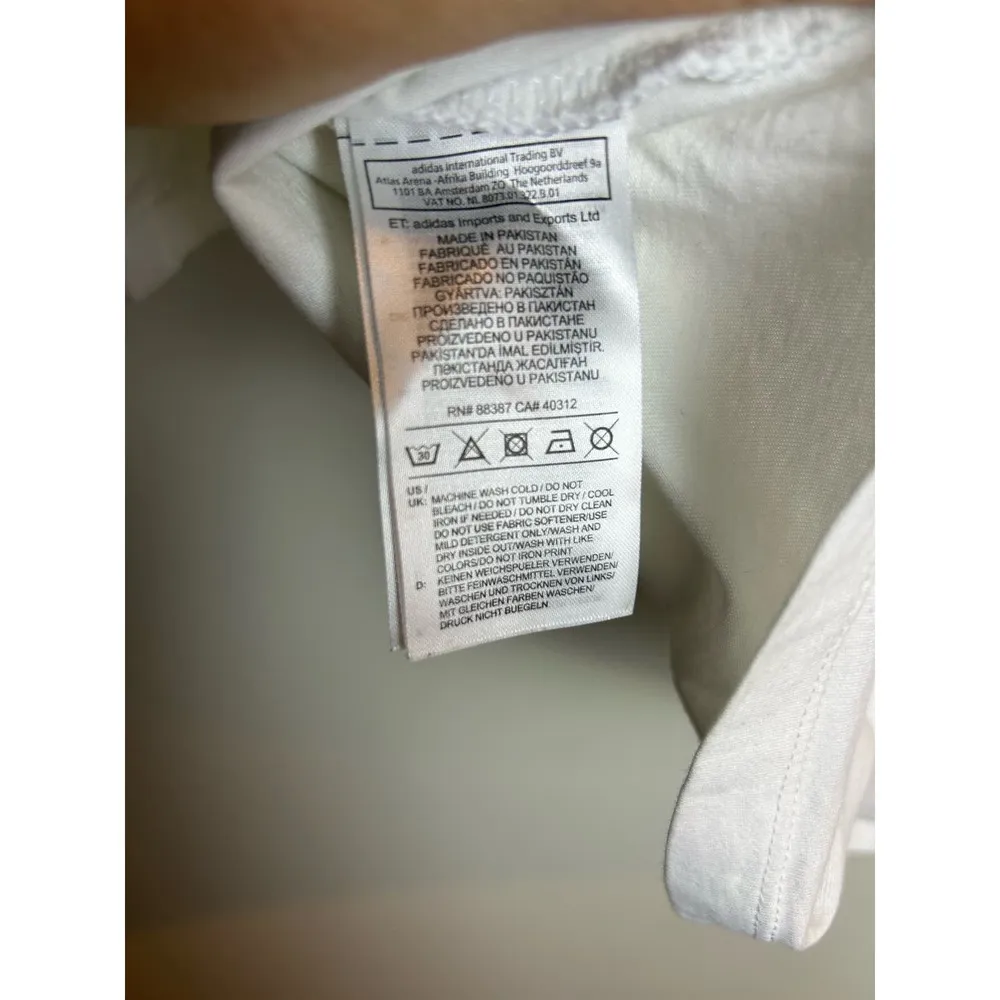 Adidas Cropped White Logo Athletic Tee Size Small Boxy Workout - Image 5