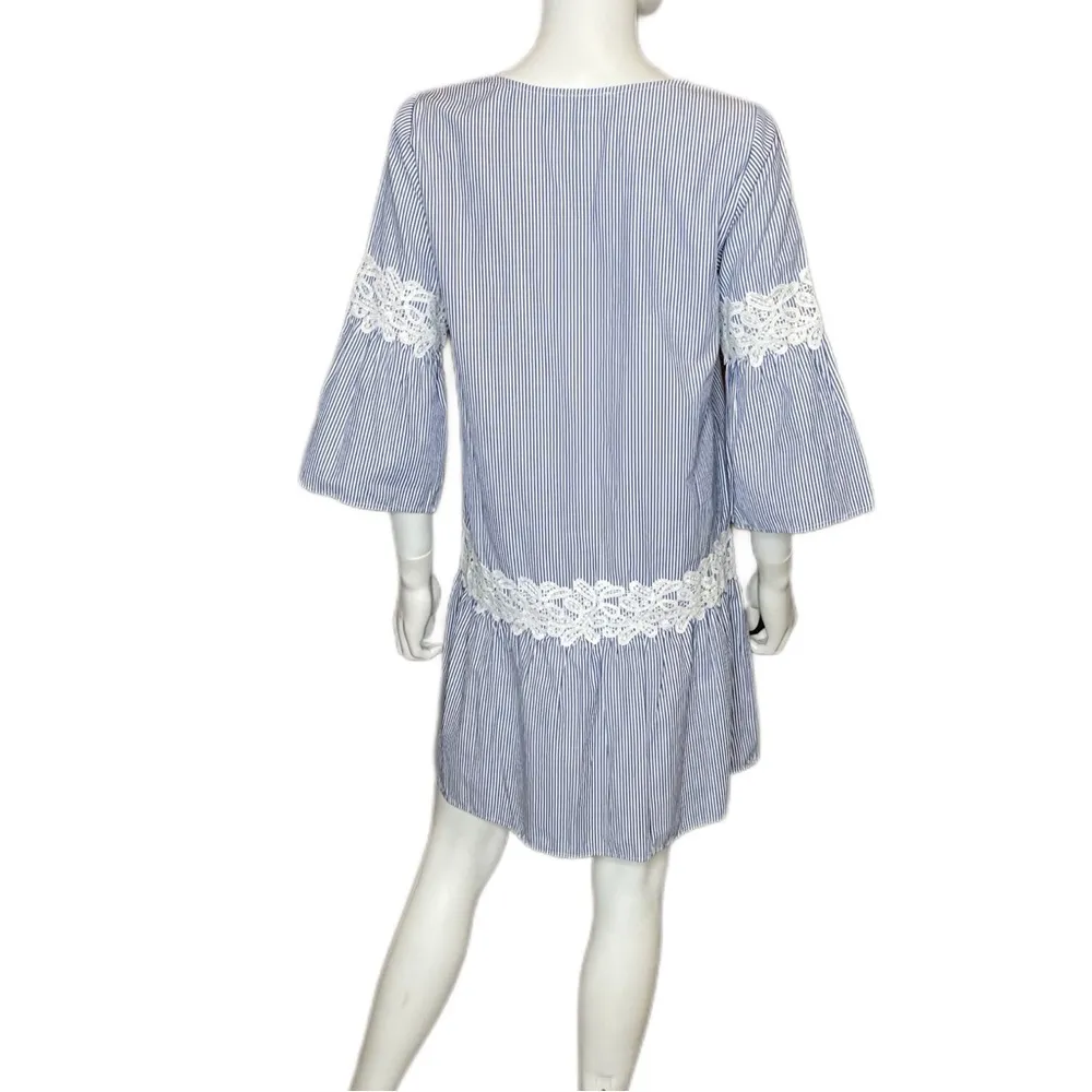 Anthropologie Skies Are Blue Striped Floral Embroidered Dress Women’s Sz S - Image 3
