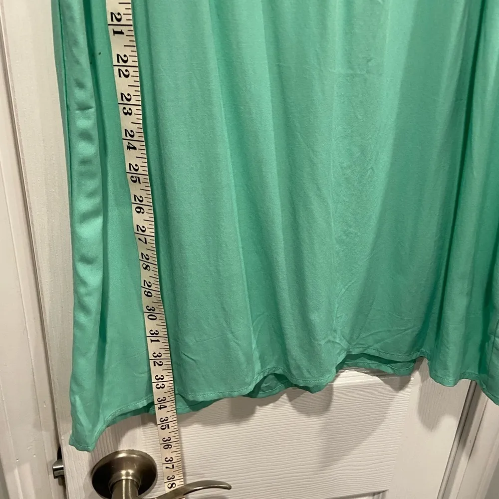 Caribbean Joe Size M Off the Shoulder Tie Neck Mint Green Pink Embroidered Dress - Image 10