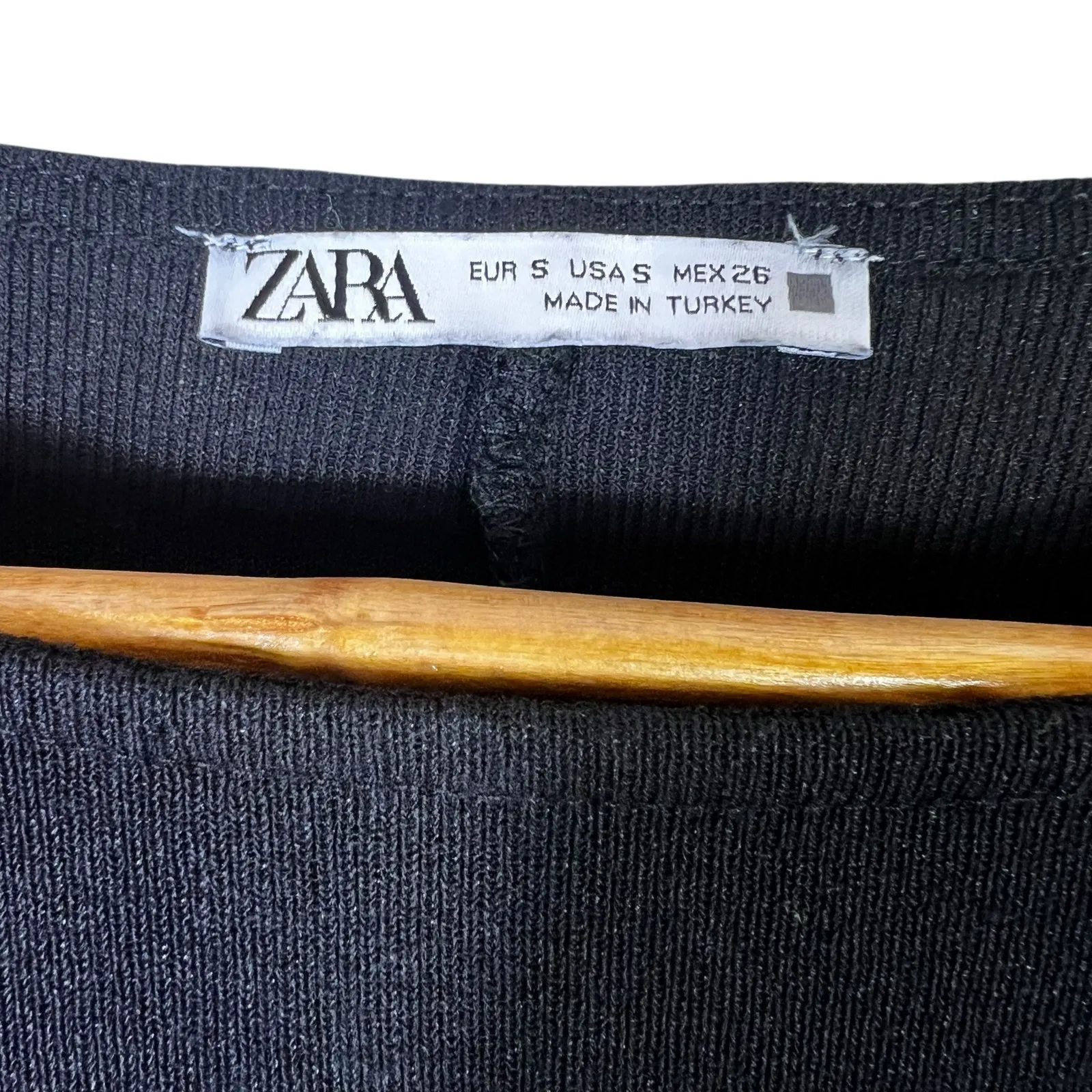 Zara Dolman Sleeve Elastic Hem Knit Top Womens S Black Minimalist Soft Blouson - Image 6