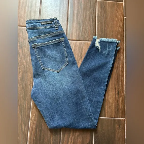 Risen Jeans RDP1238 27/5 Dark Wash Frayed Straight - Image 2