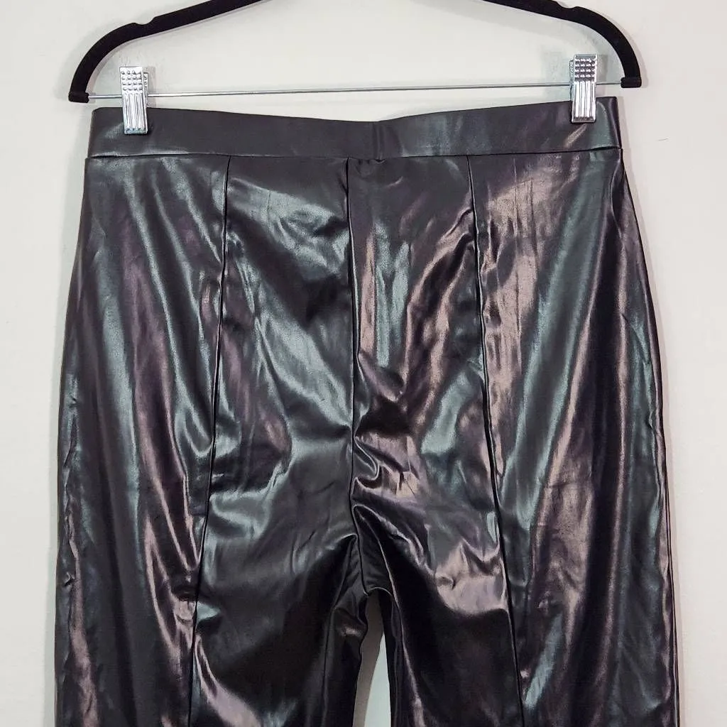 Halston Black Faux Leather Pants NWT Size Medium Black Vegan Leather Pants - Image 5