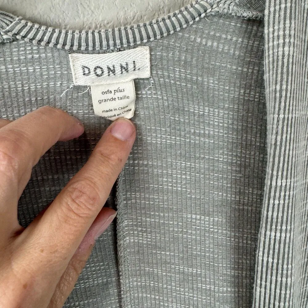 Donni Womens Antrophologie Sweater Open Front Ribbed Cardigan One Size Plus Gray Size L - Image 8