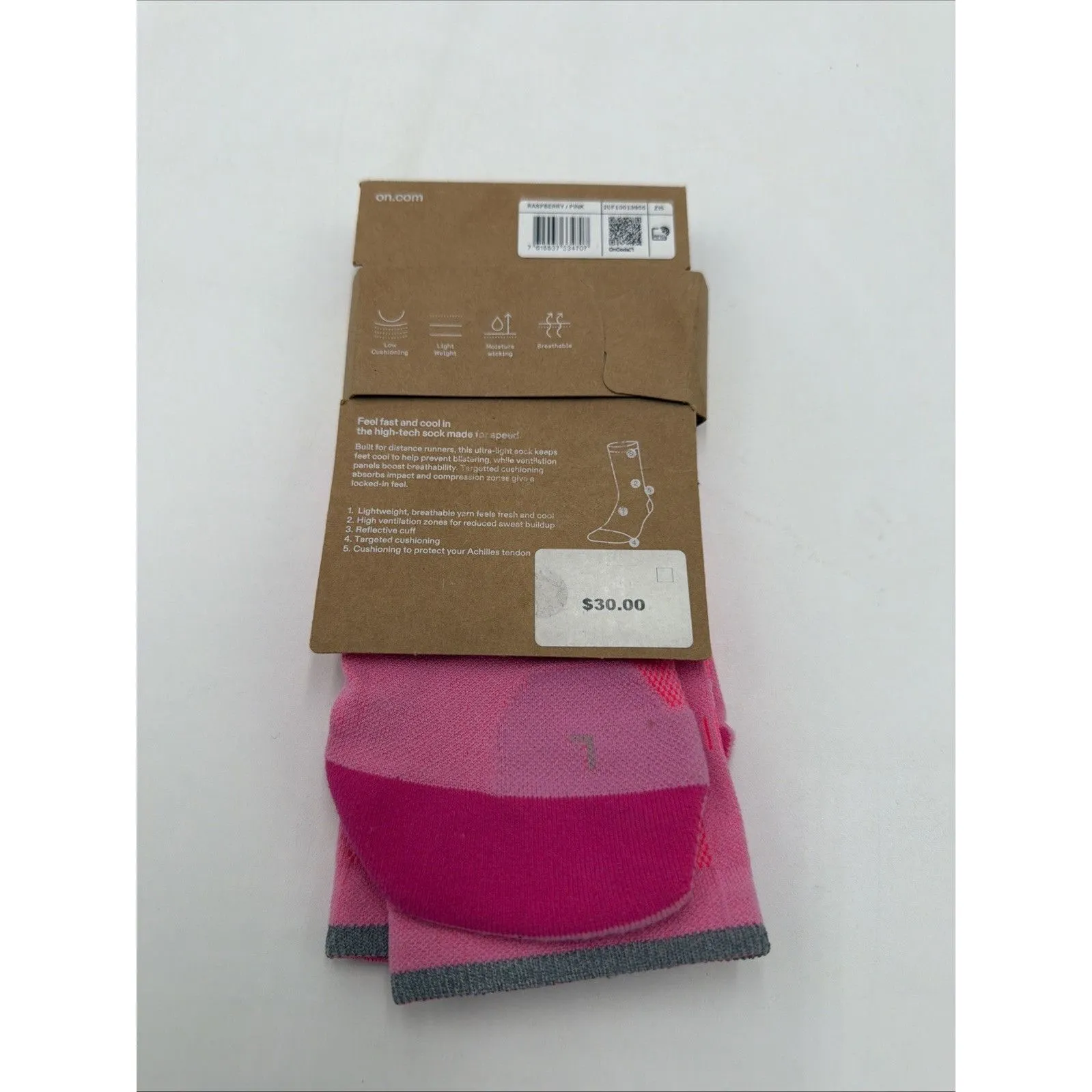 On Medium 9.5- 11 Elite  Run Sock High 1Pair, Raspberry/Pink - Image 2