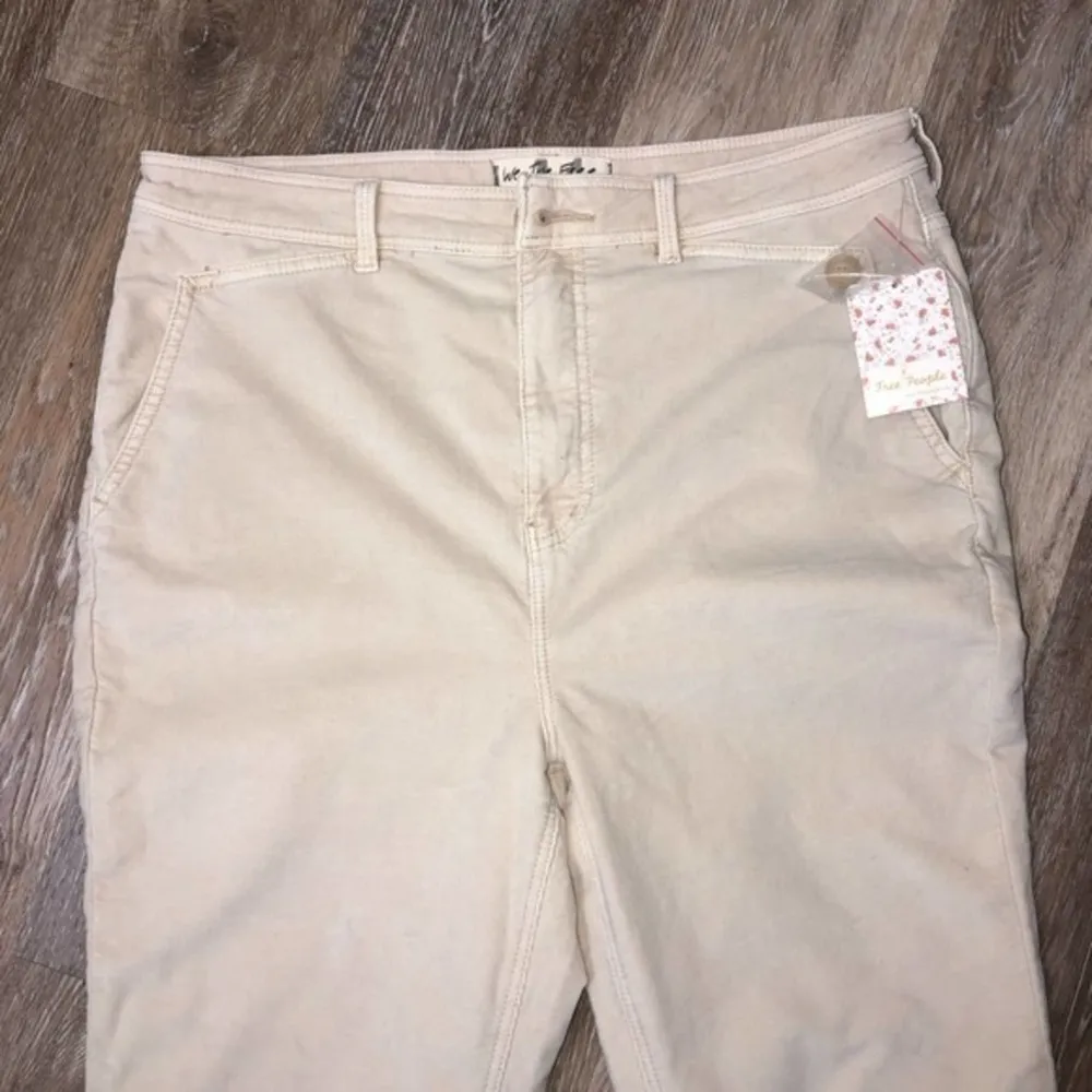 Free People Fine Line Straight Leg Corduroy Crop Jeans In Moon Rising Cream 14 - Image 6