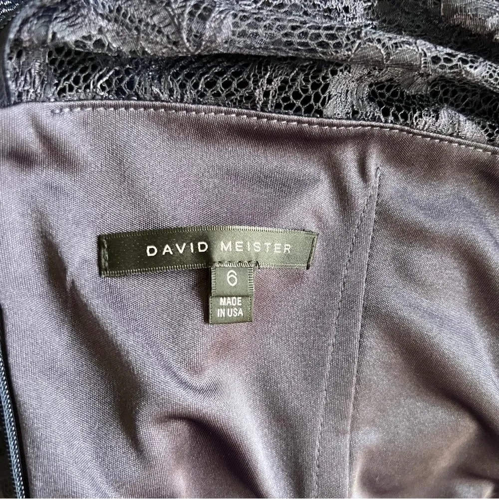 David Meister Blue Lace Long Sleeve Peplum Dress - Image 9