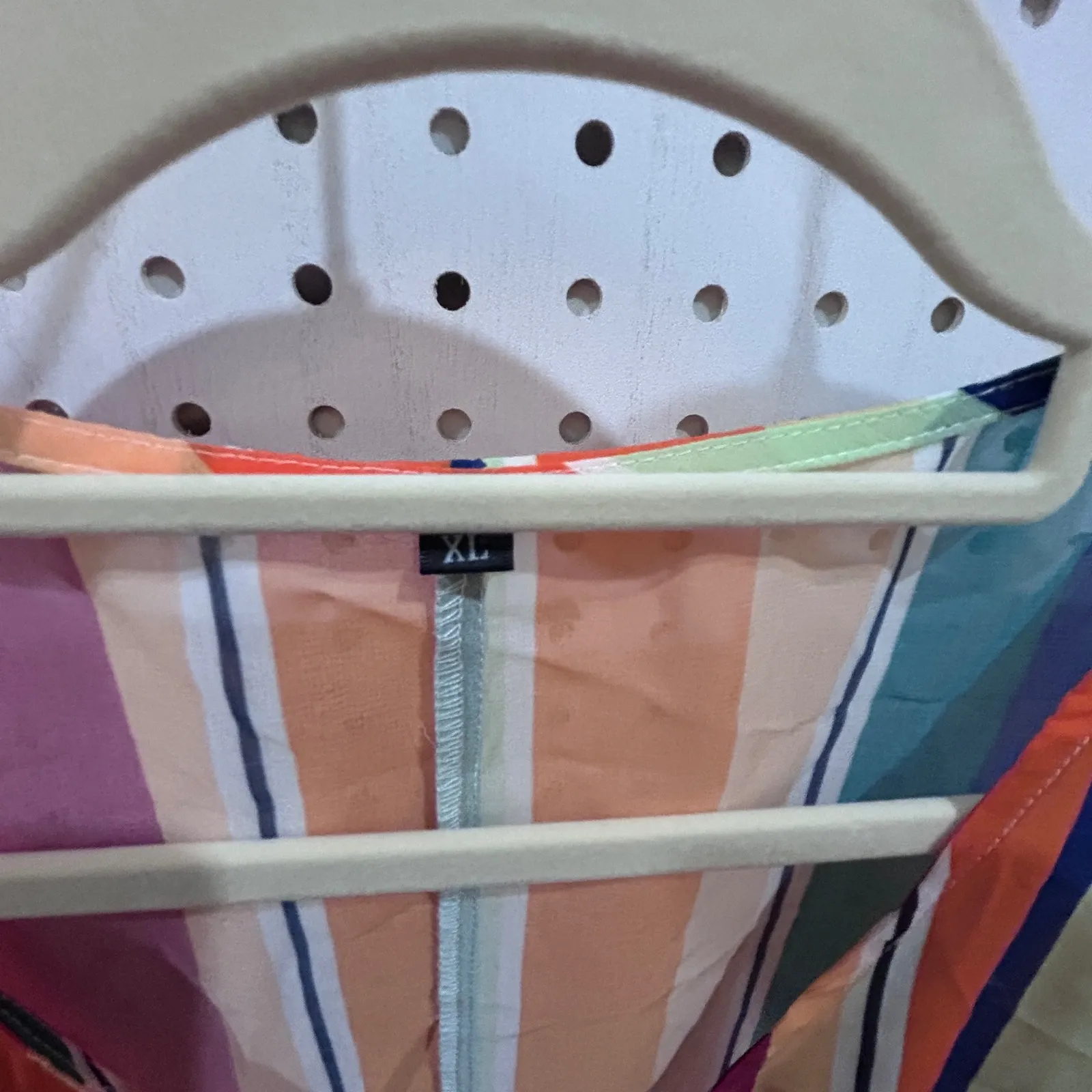 Womens XL Striped V Neck Tunic Cover Up Beach Swim Pool Vacation Orange - Image 5