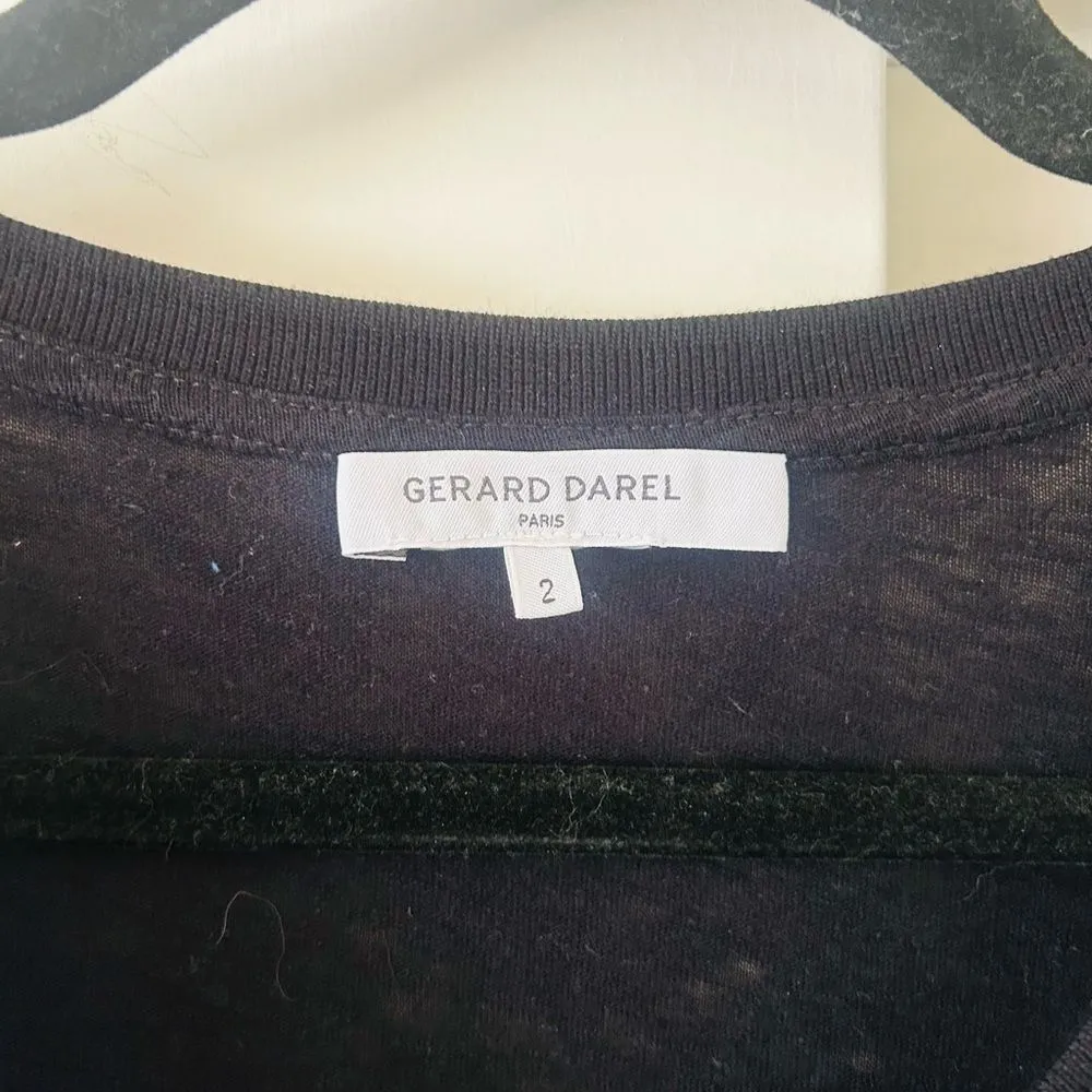 Gerard Darel Paris Shimmer Striped Floral Long Sleeve Top Women's Size 2 Luxury - Image 3