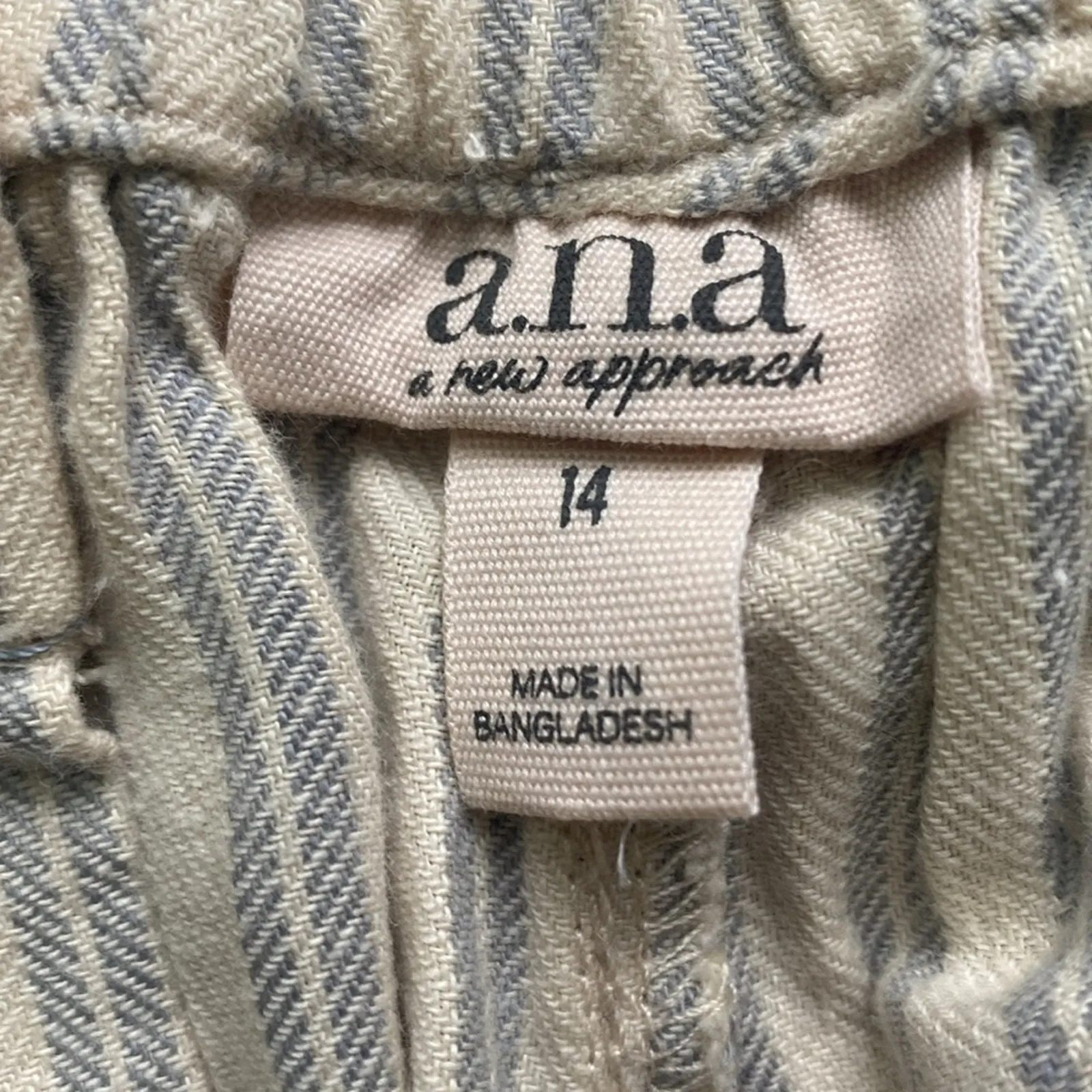 ANA Wide Leg Linen Pant Womens Sz 14 Striped Beach Coastal - Image 4