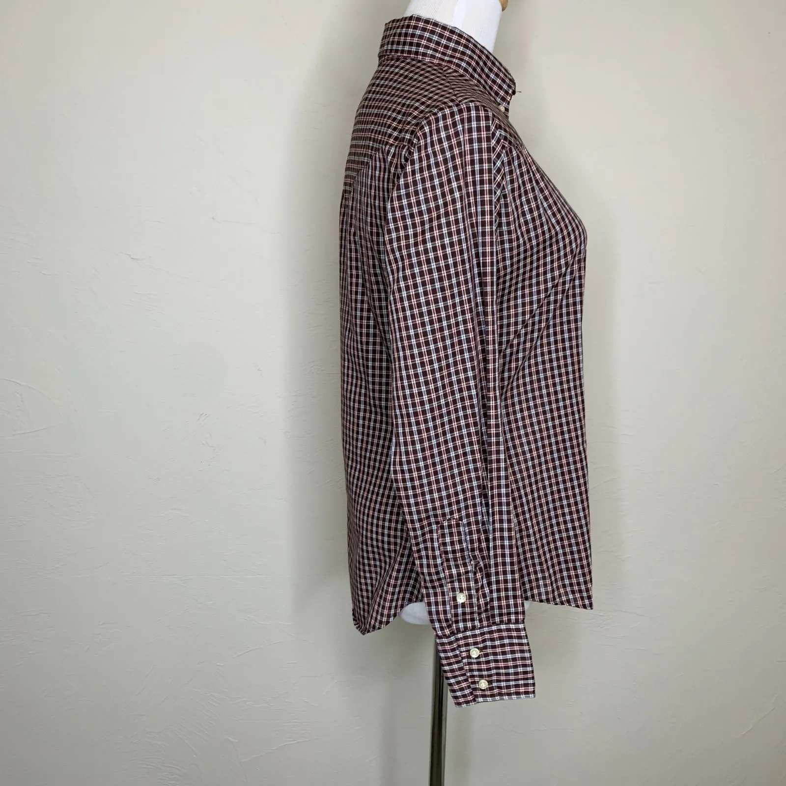 Panhandle Slim Plaid Brown Fitted Western Shirt Sz Small - Image 4