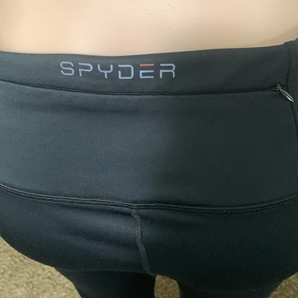 SPYDER Active fleece lined back zipper pocket woman size LARGE leggings black - Image 4