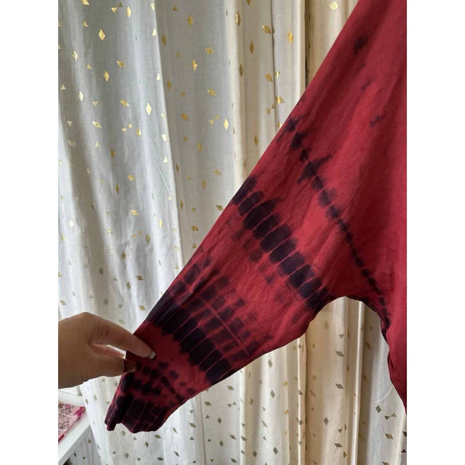 Wehi Designs Hawaiian Bohemian Tie Dye Dolman Sleeve Stretch Mini Dress M/L Size M - Image 3